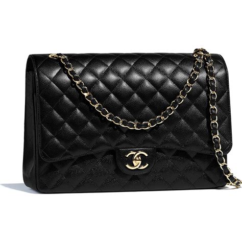 black caviar maxi chanel|Maxi classic handbag, Grained calfskin & gold.